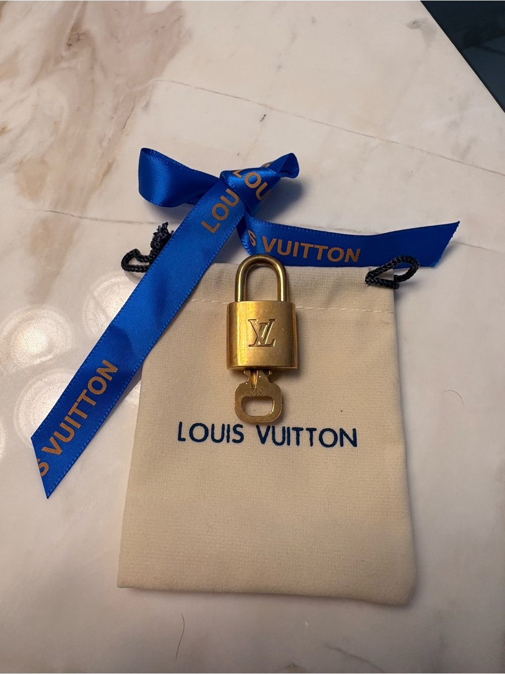 Louis Vuitton Gold Padlock Charm with Key